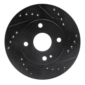 Ford Escort Brake Rotor (1) - Front Right - R1 Concepts - Drilled & Slotted - Black - `90-`01